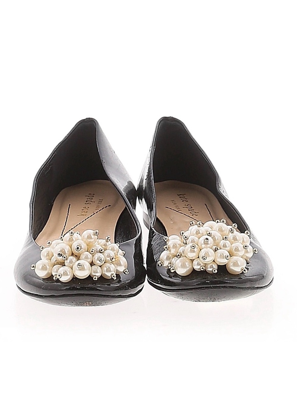 kate spade Black Patent Pearl Cluster Flats